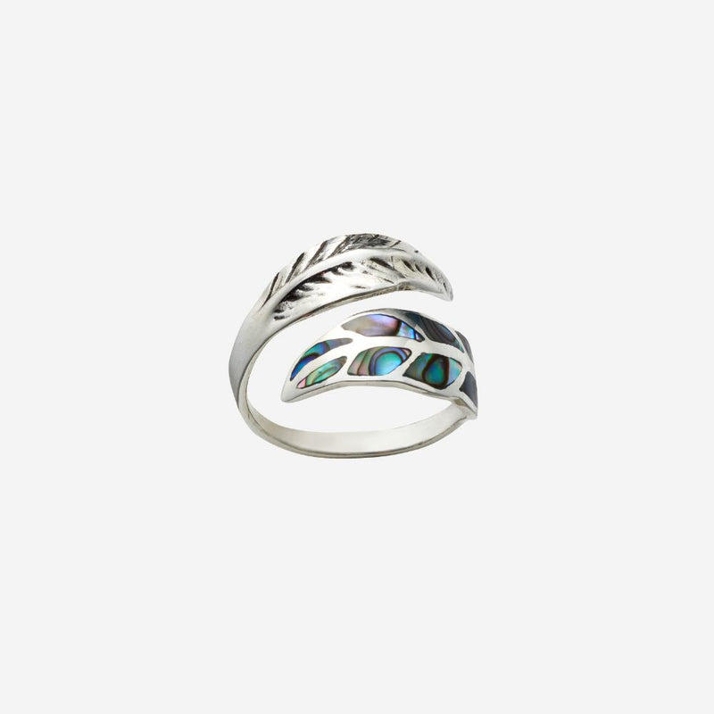 Ring - Paua Shell Silver Fern - Adjustable