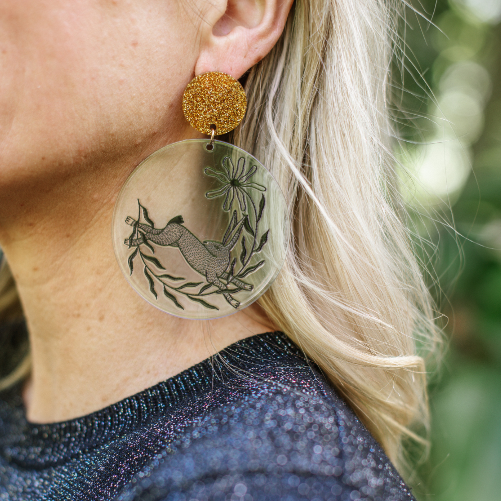 Earrings - Blue Disk