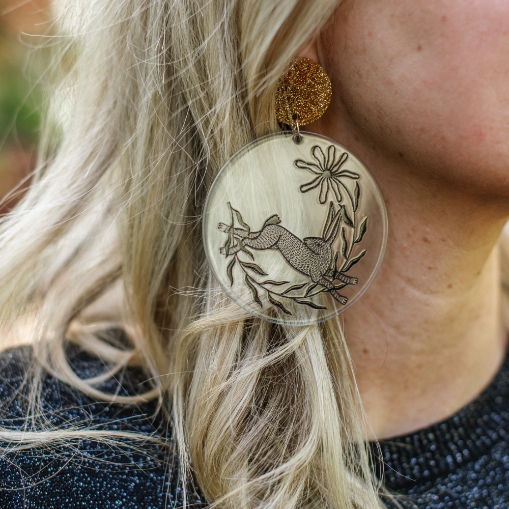 Earrings - Blue Disk