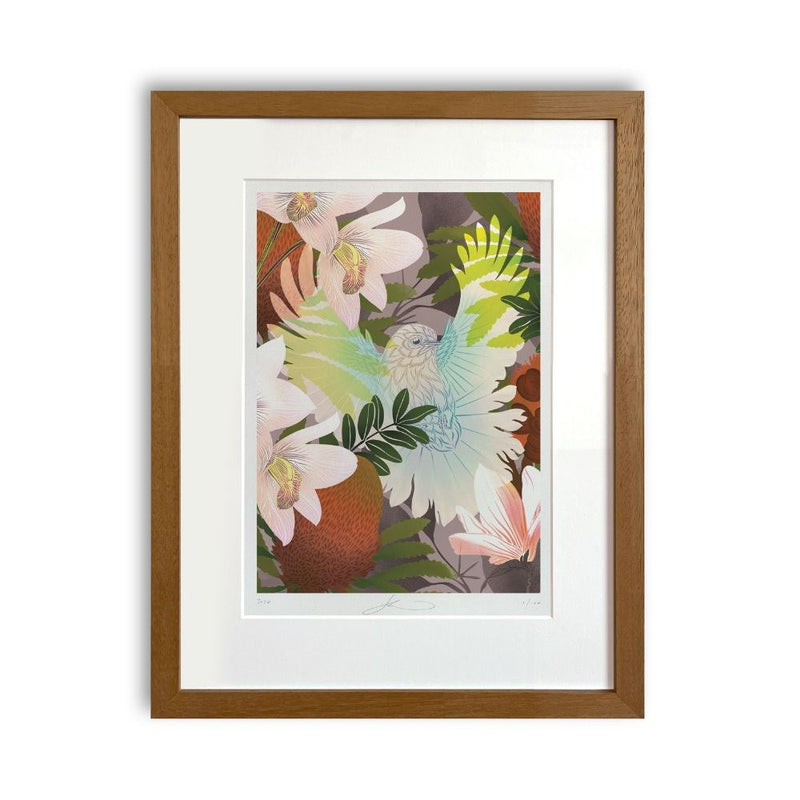 Print - White Fantail & Banksia