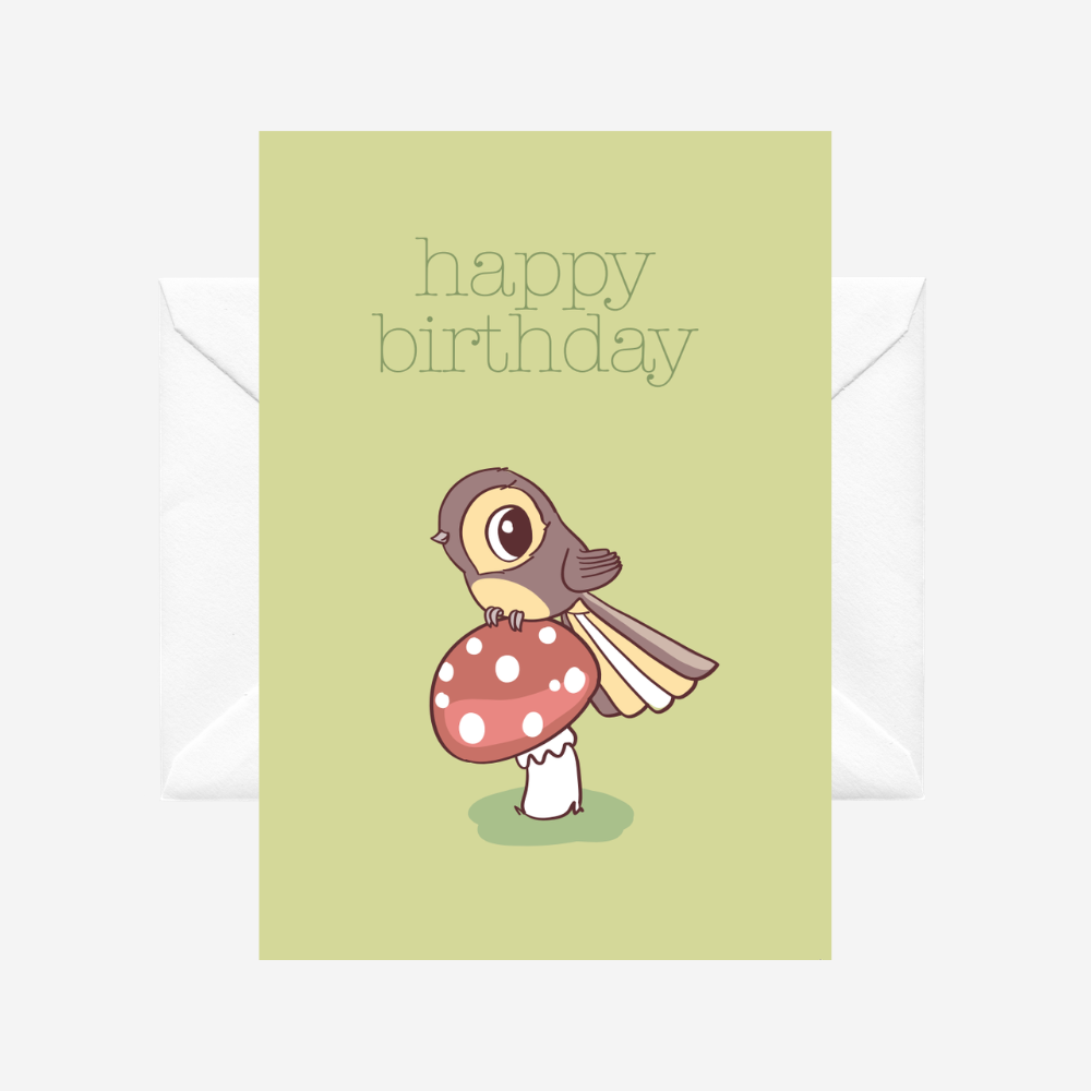 Card - Pīwakawaka Fantail Happy Birthday