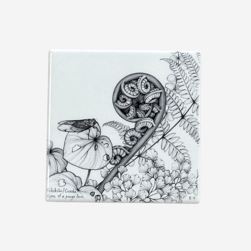 Coaster - Kihikihi / Cicada & Koru of a Punga Fern