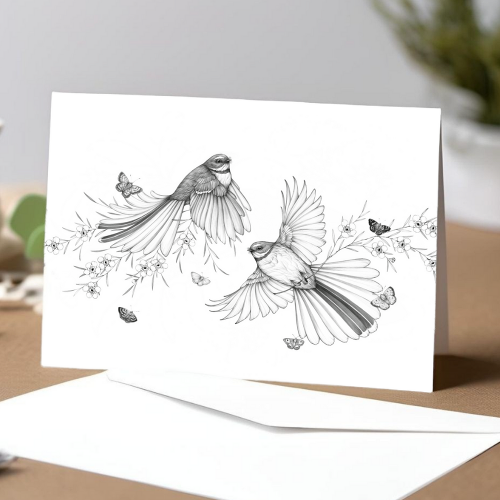 Card - Come Fly With Me - Pīwaiwaka/Fantail