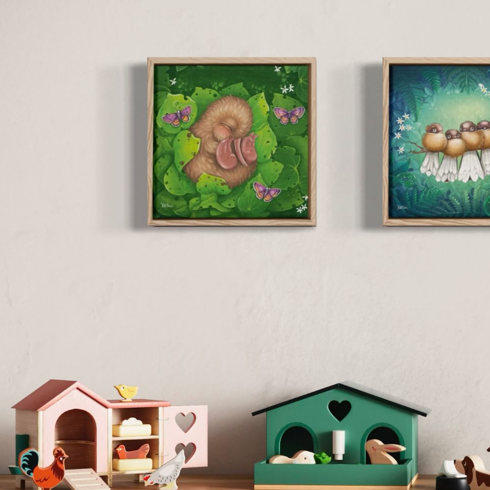 Kawakawa Kiwi Framed Canvas Art Print