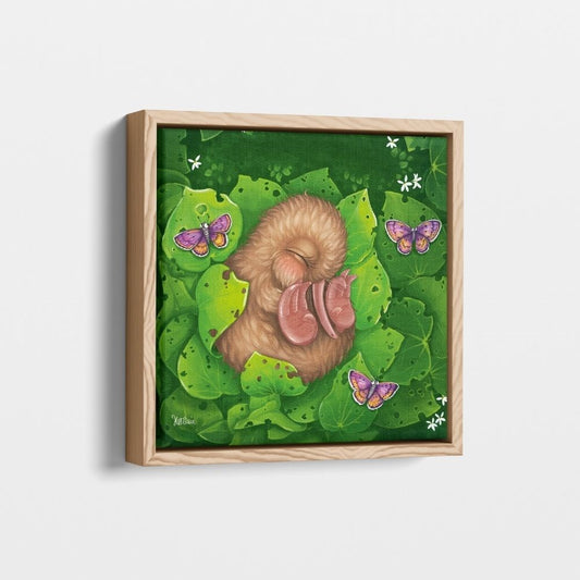 Kawakawa Kiwi Framed Canvas Art Print