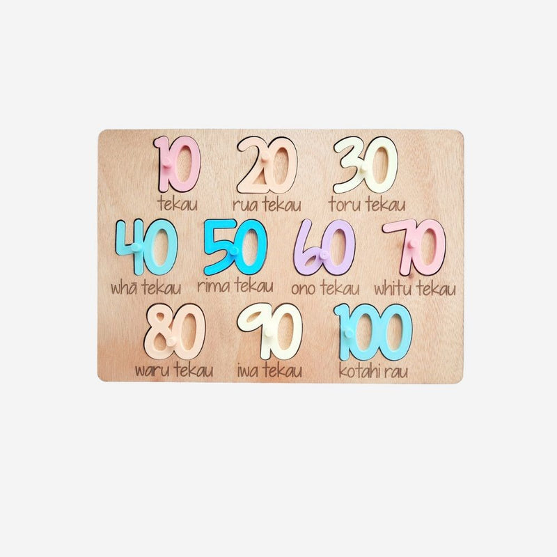 Puzzle - Numbers 10-100 in Māori - Pastels