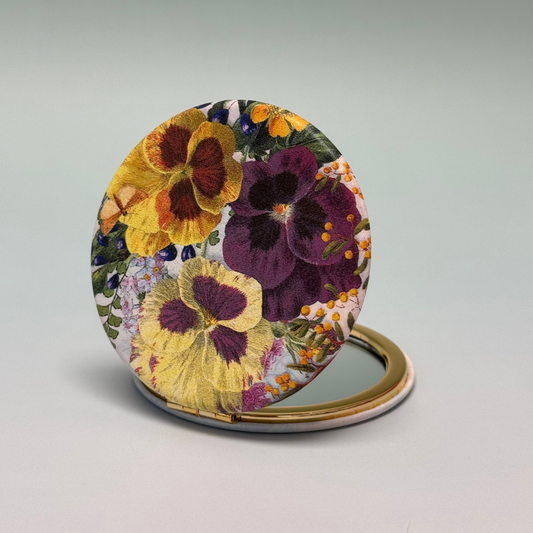 Pocket Mirror - Pansies