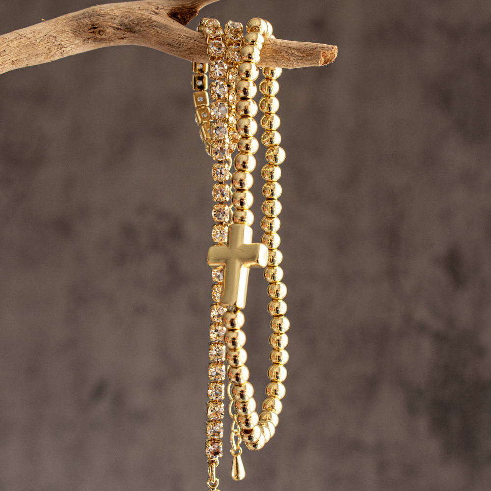 Bracelet Set - Cross + Stone