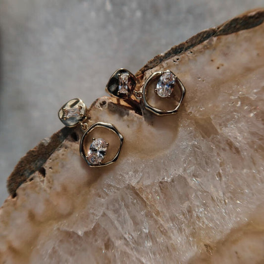 Earrings - Rough Diamond Drop Earrings