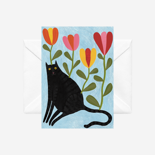 Card - Cat In Flowers