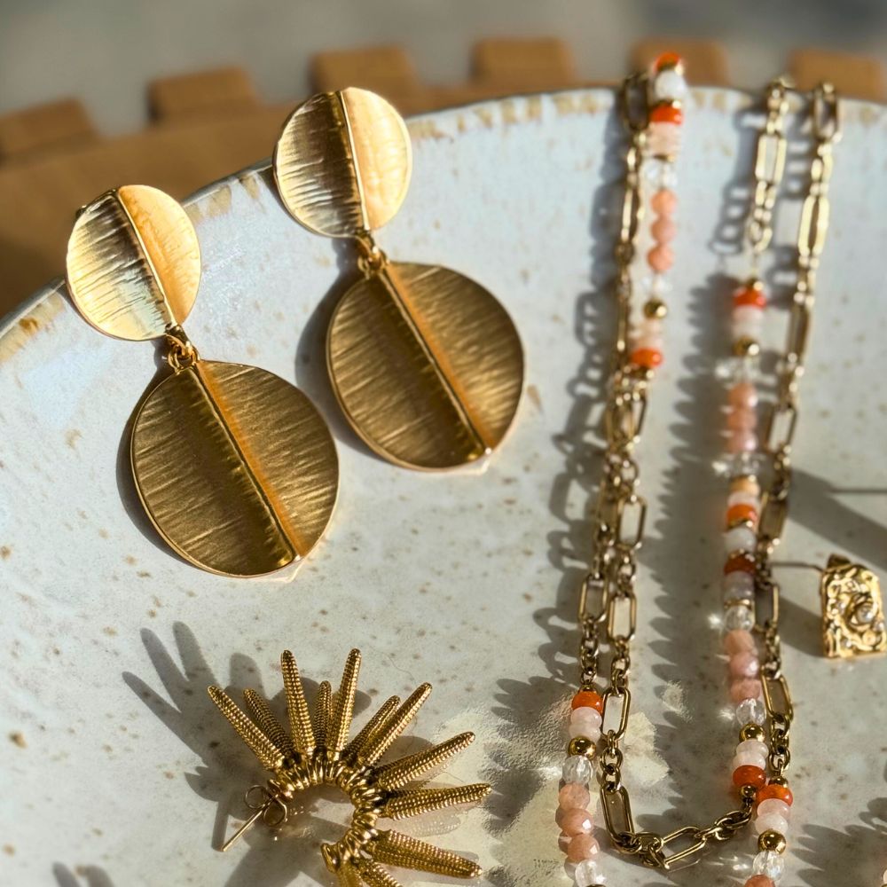 Earrings - Textured Disk