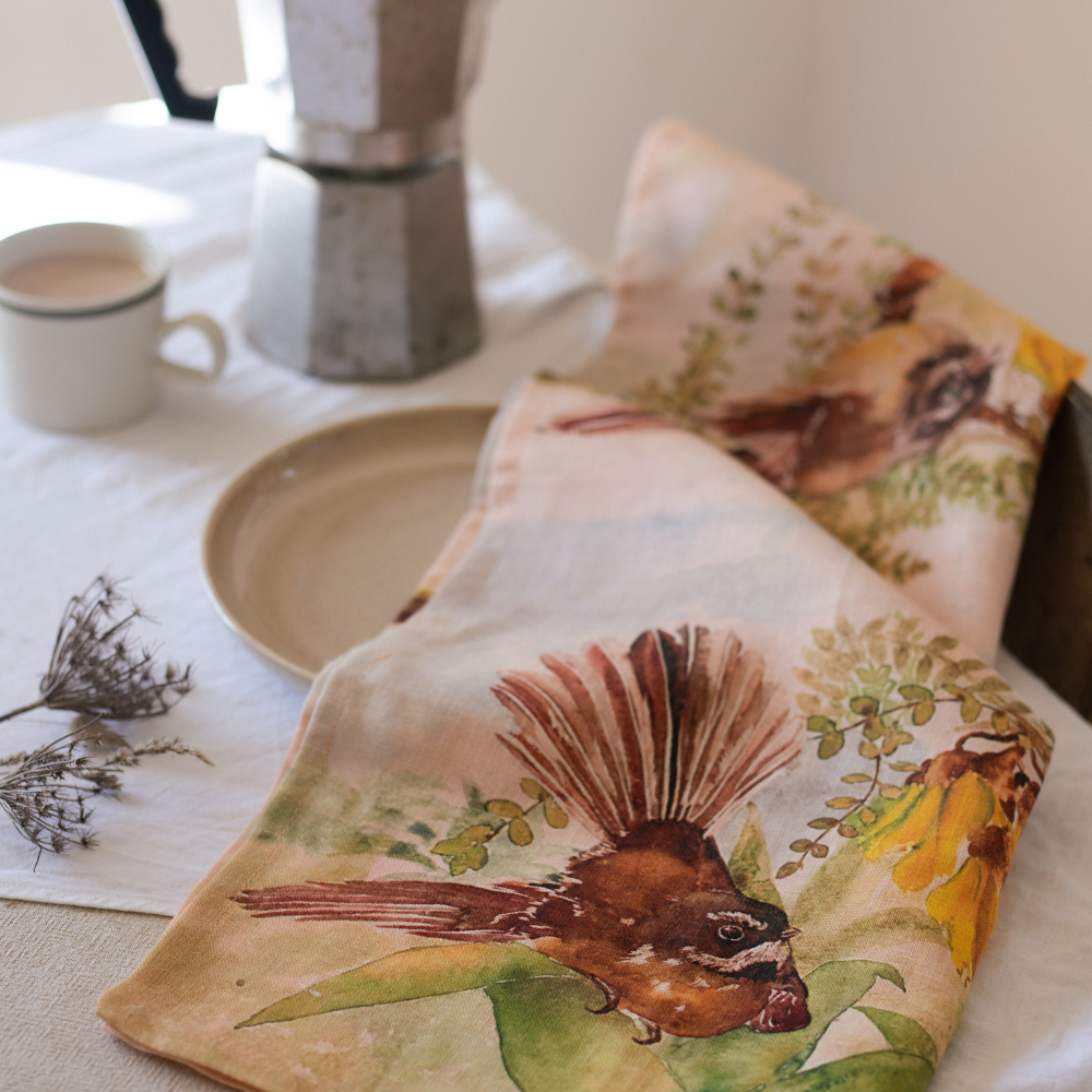 Tea Towel - Pīwakawka - Fantail
