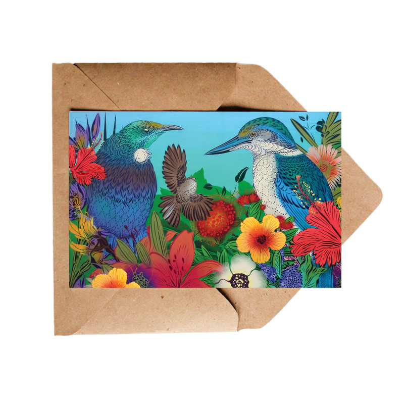 Cards - Tui, Kingfisher & Flying Fantail - 6 Pack